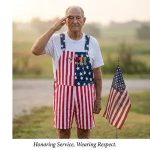 4th of July Outfit American Flag Overalls | Unisex Patriotic Denim Shorts for Family | Perfect for Independence Day BBQ Parade Beach Parties