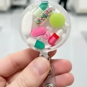 Watermelon Sugar Chill Pill Badge Reel, Cute Nurse Badge Reel, Retractable ID Holder Clip