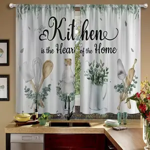 Kitchen Curtain Set, Home Decoration Curtain, Modern Design Polyester Fabric, Durable & Stylish, Ideal for Kitchen Living Room Bedroom Decor, 2-Piece Pack