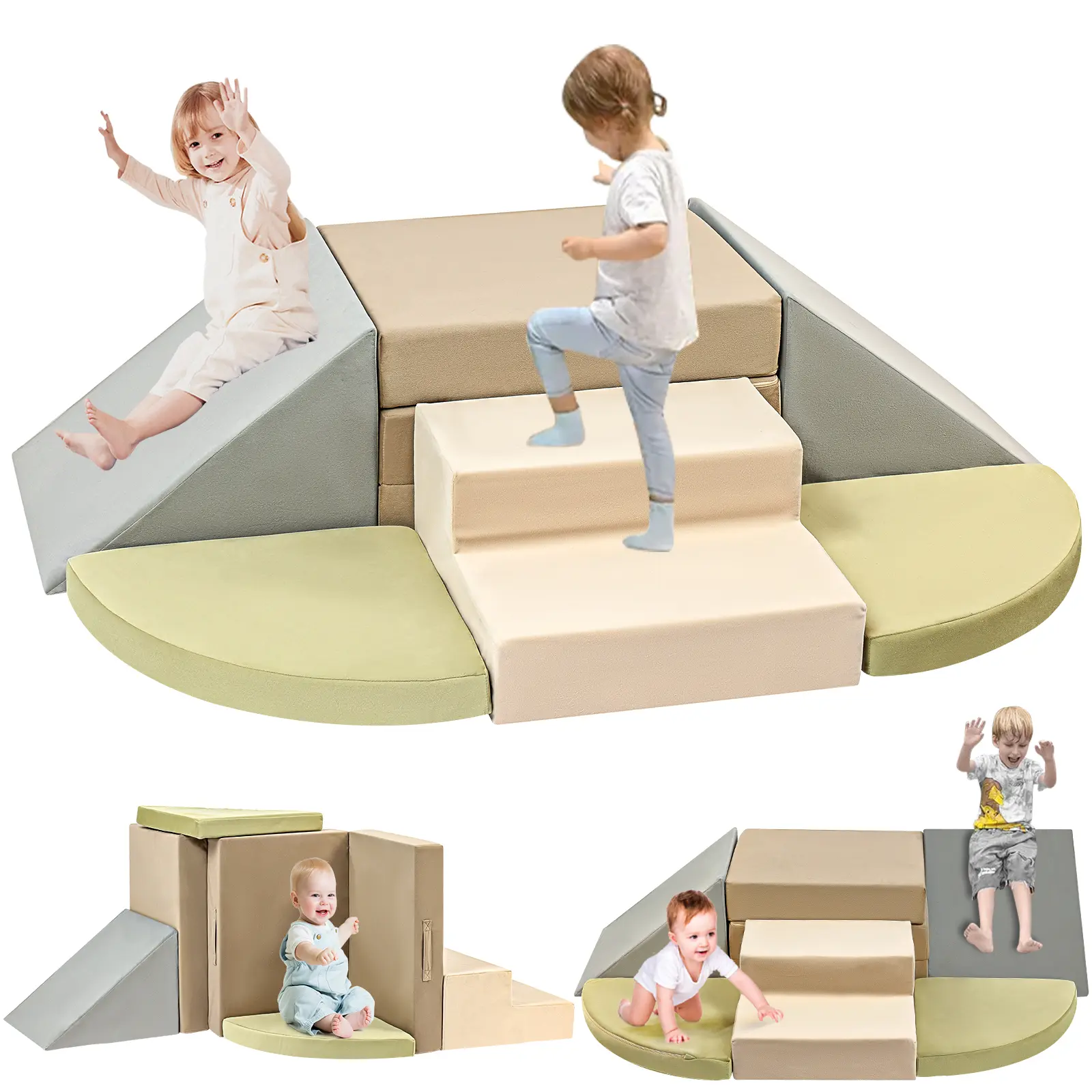 Soft Foam Climbing Blocks Playgym, 6-Piece Multi Functional Baby Entertainment Set for Nursery Indoor Play, for Toddlers 0 - 3 Years, 6 Pieces, Non-Toxic, Foam Playgyms & Playmats