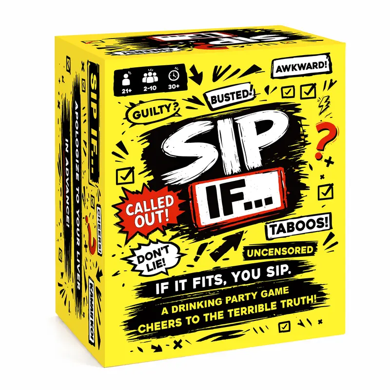 KAWAII KOI Sip If Drinking Game for Adults, 520 Prompts with 10 Blank Cards, Funny Drinking Card Game for Pregame, Game Night, Bachelorette & 21st Birthday Party Supplies