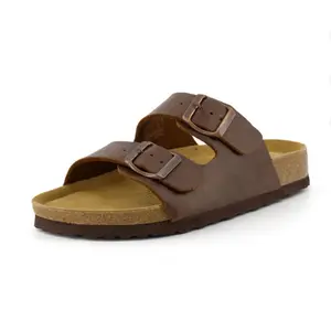 Women's Cork Footbed Slide Sandal, Arch Support Summer Outdoor Sandals with Adjustable Buckle