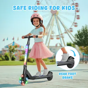 SISIGAD Electric Scooter for Kids Ages 6-12, LED Light-Up Deck, Kids Scooters with 3 Adjustment Levels Handlebar to 36 Inches High,5.3" Wheel UL Certificated Kick Scooter, Christmas Birthday Gifts