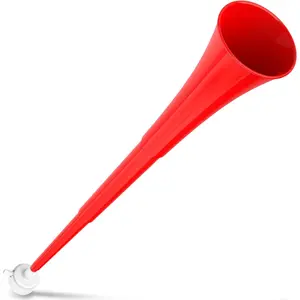24 Inch Collapsible Plastic Vuvuzela Trumpet Horn, Loud Sound Noisemaker Cheer Horn for Soccer Boating and Sporting Events, Red