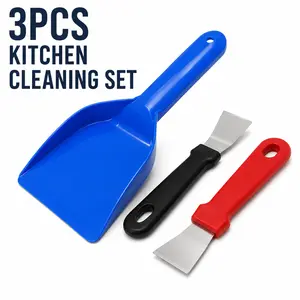 3PCS Multi-Functional Kitchen Cleaning Shovel, Refrigerator Ice Scraper and Fume Shovel Cleaning Spatula for Home Kitchen, Stove, Cooktop, Range Hood, Fridge, Countertop, Grease, Ice, Food Residue and Household Cleaning