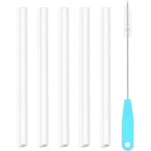 Replacement Straws Compatible with YETI Rambler Jr. 12 oz Bottle-YETI Rambler Straws Replacement-Accessories Set Include 5 BPA-FREE Straws and 1 Straw Cleaning Brush(12OZ) Drinkware Mugs