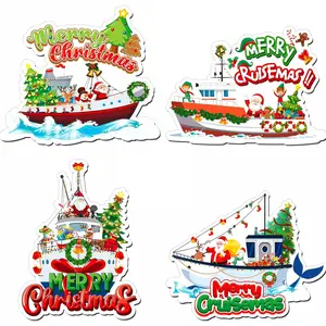 4-Piece Christmas Cruise Magnet Decoration Set, Festive Cabin Magnets for Door and Fridge in Garage or Kitchen
