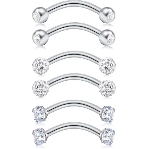Unisex Elegant Rhinestone Decor Eyebrow & Lip & Ear Studs, 3 Pairs Trendy Exquisite Lip & Eyebrow Piercing Studs, Chic Fashion Body Jewelry for Party Decor, Wearable Jewelry