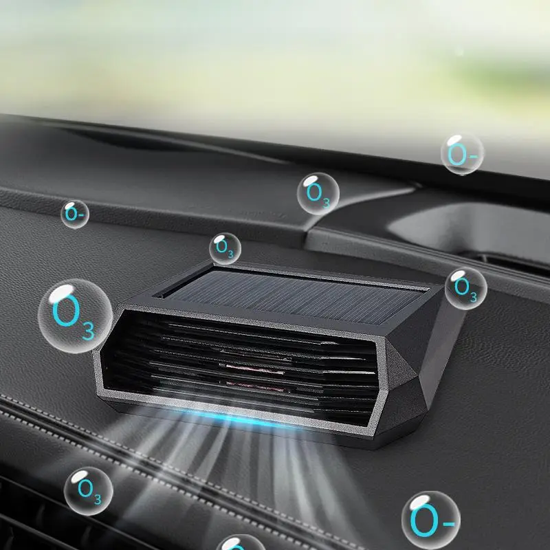 Solar Powered Car Air Purifier, Intelligent Vibration Sensor Built-in Ozone Generator for Automatic Operation Post-parking, Long-lasting Car Air Purif
