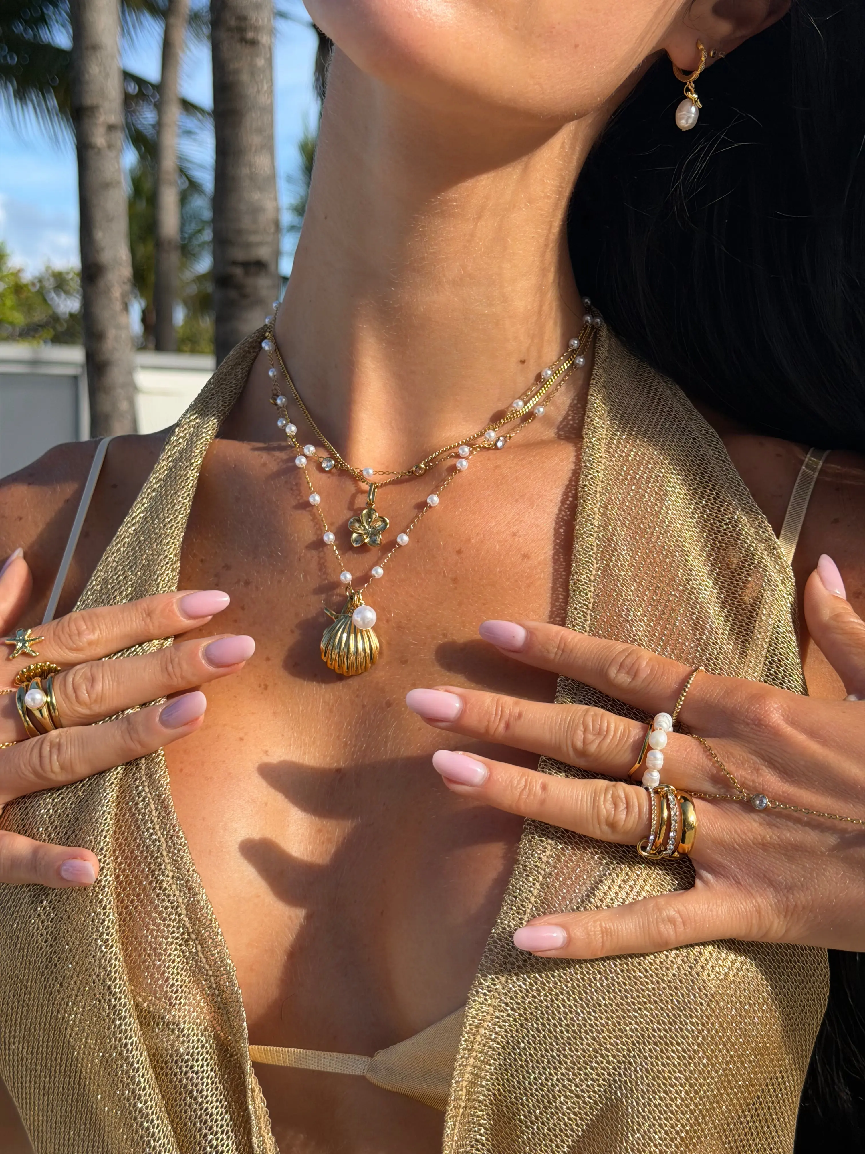 EVRY JEWELS Gold or Silver Plated Women's Hypoallergenic Coastal Crush Necklace Collection EVRY JEWELS Gold or Silver Plated Women's Hypoallergenic Coastal Crush Necklace Collection