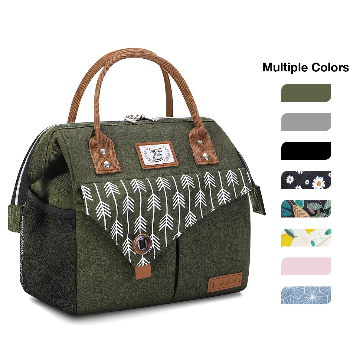 LEKESKY Lunch Tote for Women, Reusable Foil-Lined Thermal Cooler Bag, Leakproof with Zipper Front Pocket for Office & Picnic, Thermal Bag, Lunch At Work, 9.8 X 6.5 X 10.2 Inch, Cute, Polyester, Aluminum-Lined Lunch Bags