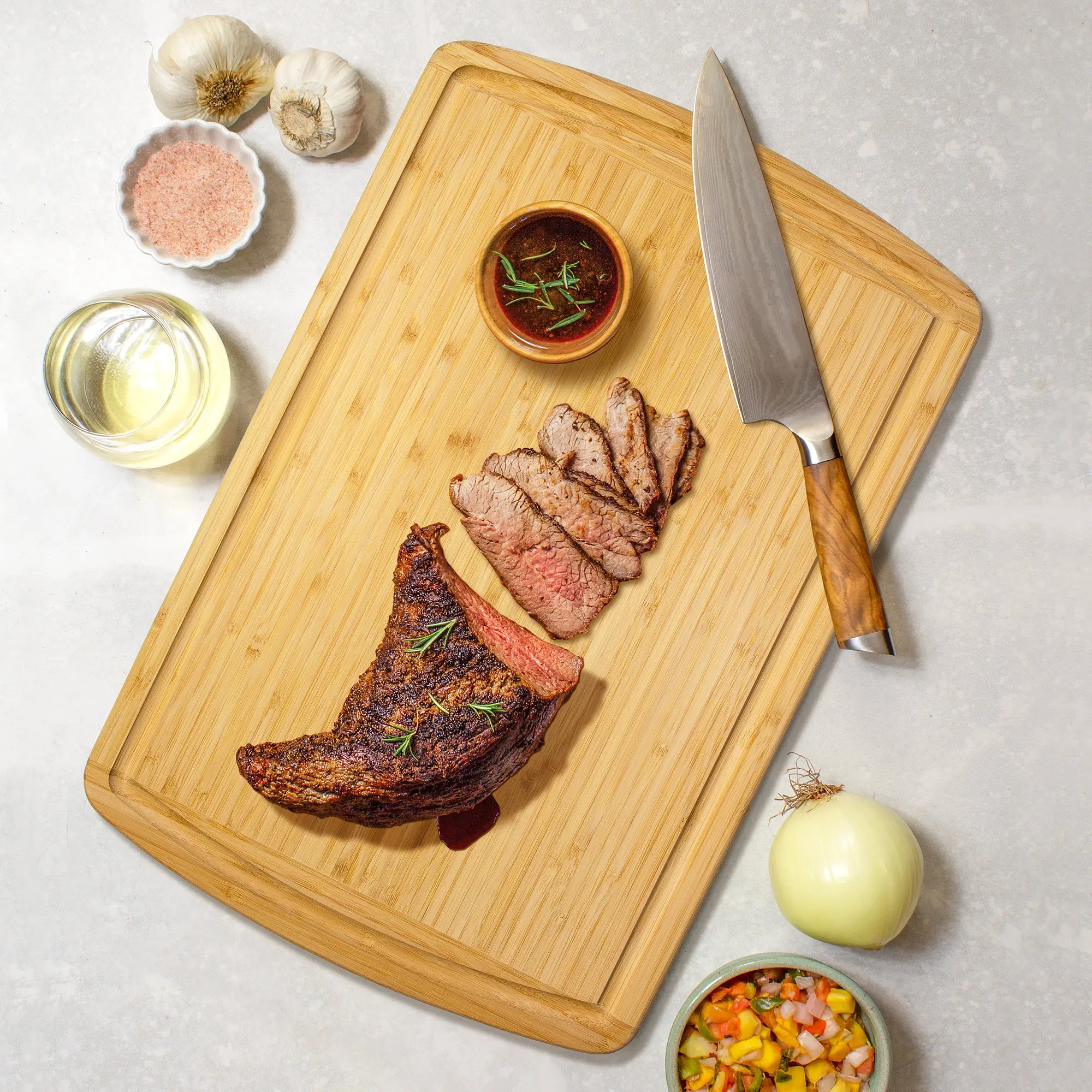 Totally Bamboo Malibu Groove Carving Board, 18" x 12" — Extra Large Kitchen Prep Cutting Board with Juice Groove