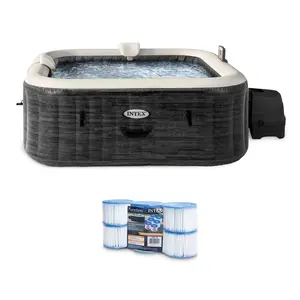 Intex PureSpa Plus Greystone Hot Tub, 94x28", with S1 Filter Cartridge 6-Pack