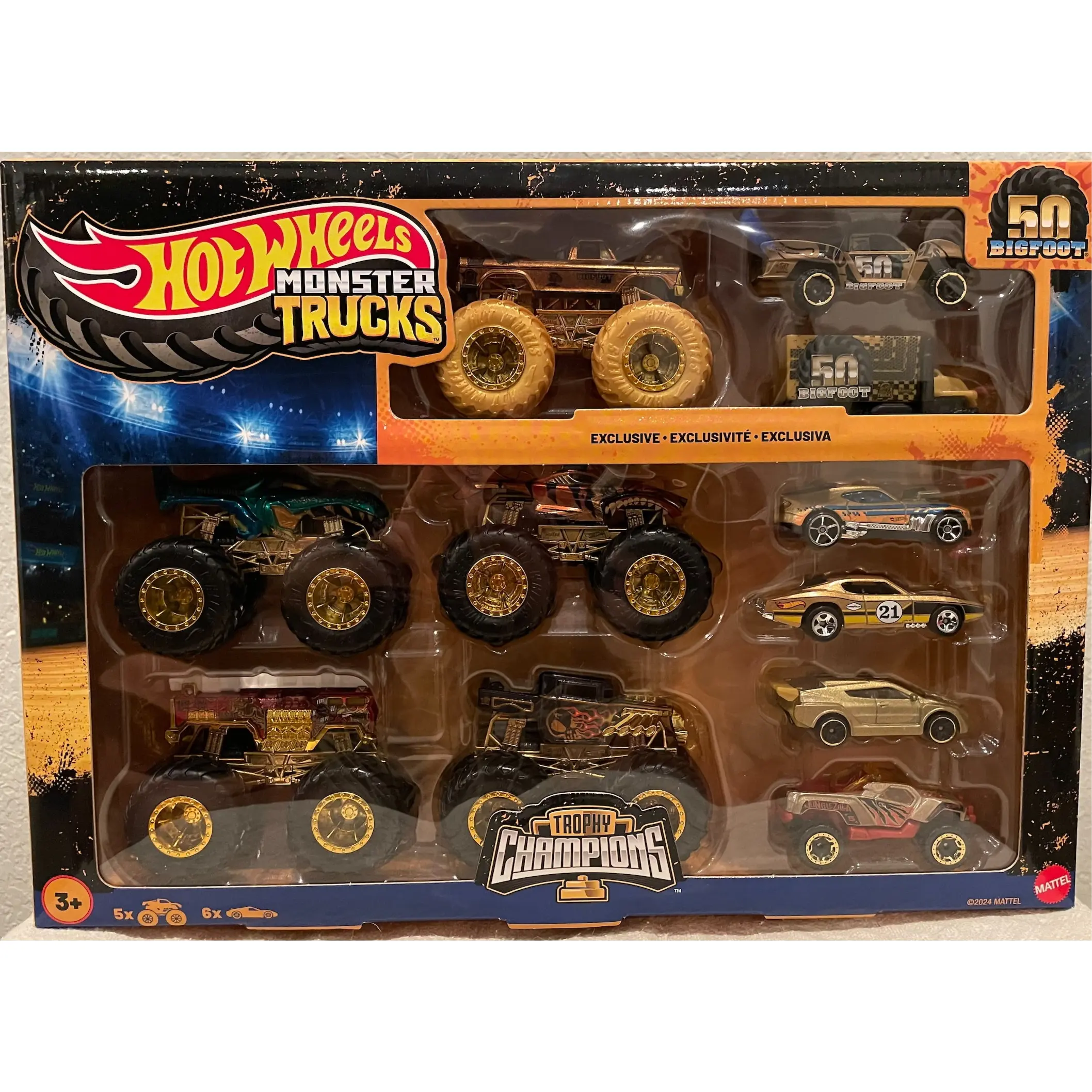 Hot Wheels 1:64 Monster Truck Trophy Champions Collections Box