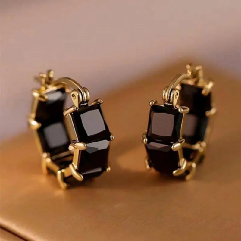 Women's Elegant Rhinestone Decorated Ear Hoops, Exquisite Trendy Hoop Earrings, Fashionable Jewelry for Women for Daily & Party Decoration, Versatile Shining Copper Earrings, Sparkling Ear Jewelry