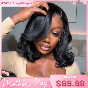 [Shoulder Length Layered Cut] Menglle Hair Side Part Loose Wave Short Bob Wig 7x6 Pre Cut Lace Front Wig Glueless Wear and Go Human Hair Wigs#Summervibes#TikTokShopStockUp