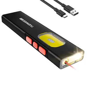 Rechargeable Laser Edc Flashlight, 1500 Lumens, Flat Design, & Blue Light, Multi-Color Side Lights, Magnetic Base, USB-C Charging, High Lumen Flashlights