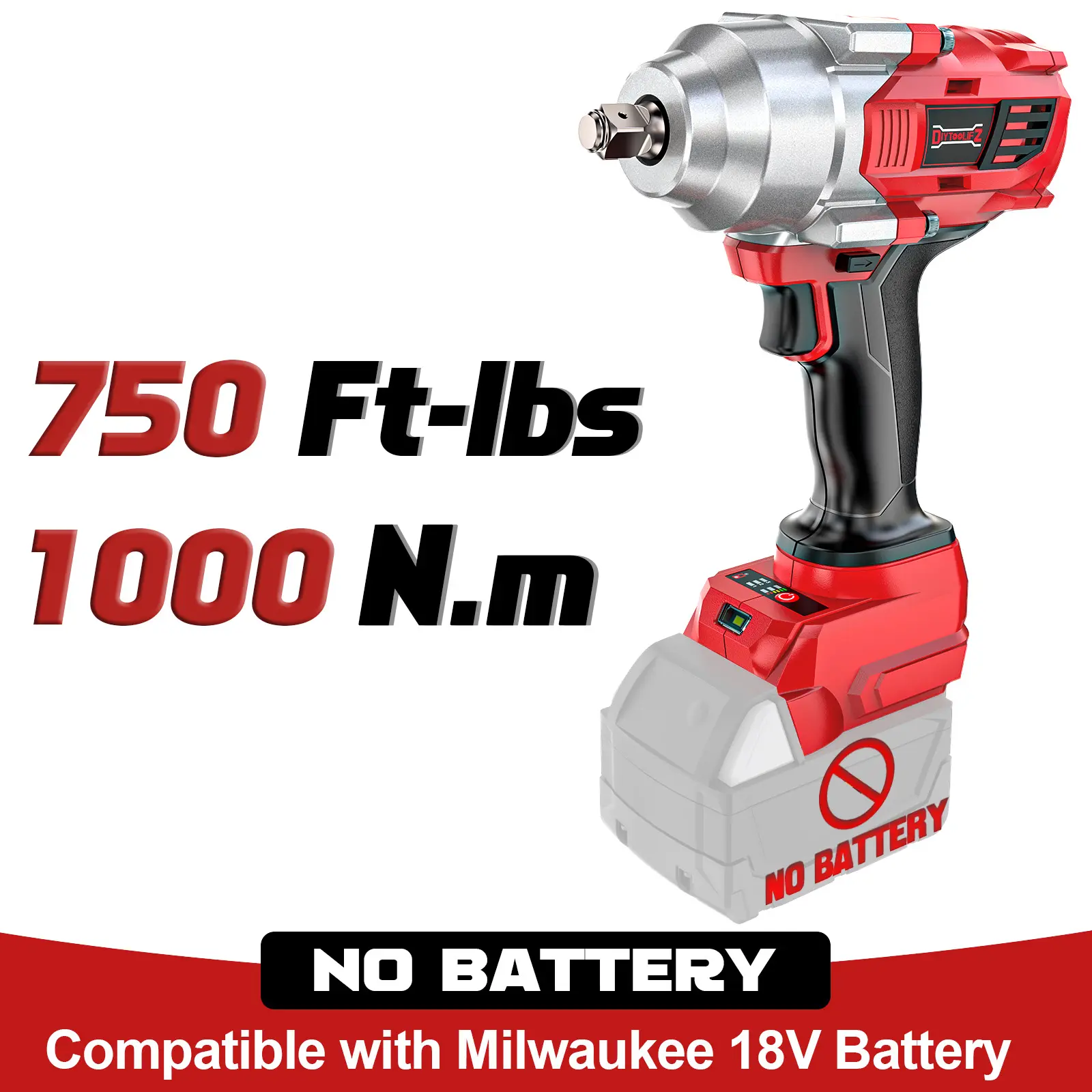 750Ft-lbs (1000N.m) Impact Wrench 1/2 inch Compatible with Milwaukee 18V Battery (Battery NOT Included!), High Torque Brushless Impact Gun with 4-Mode Speed fathers day gift summervibes backtoschool