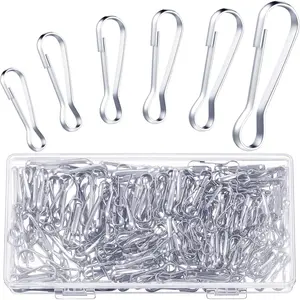 250 Pieces 6 Size 304 Stainless Steel Spring Hooks, 20mm 25mm 28mm 30mm 32mm 40mm Lanyard Snap Clip Hooks Rust-Proof Flag Pole Clips Zipper Pull for ID Card, Key Chain, Purse, DIY, Curtains