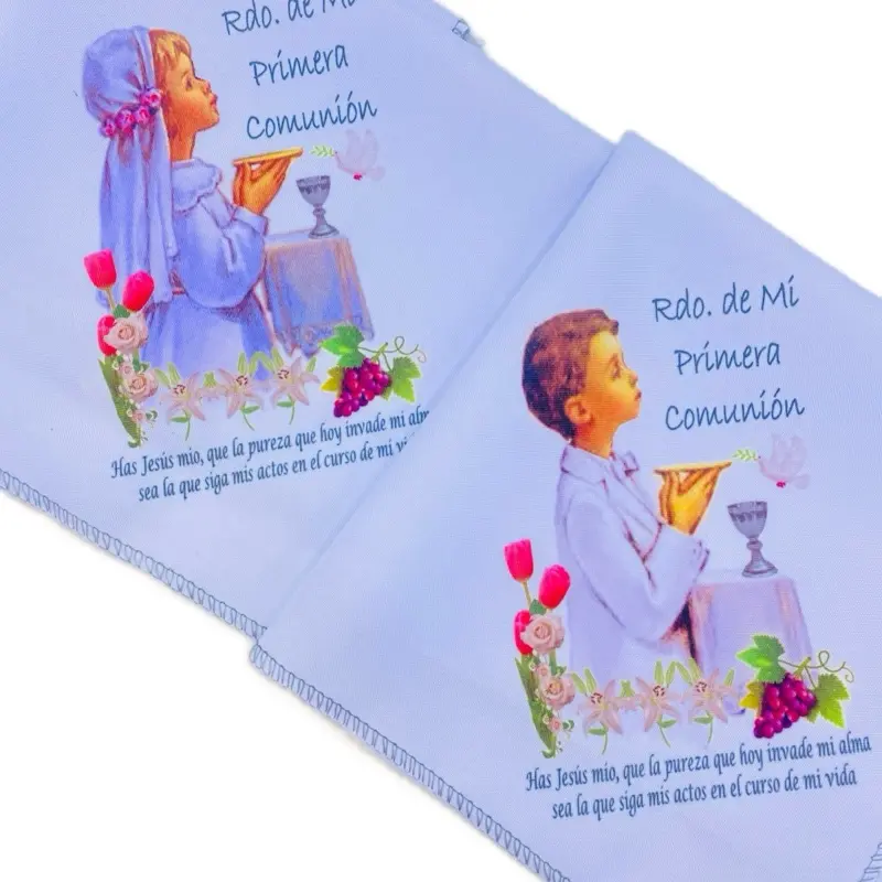 Holy Disposable Polyester Napkins - 12pcs, 10x10in Commemorative Tableware Favors with Clean Look for Primera Comunión Recuerdos, Multi-Color Options, Ceremony, 10X10"