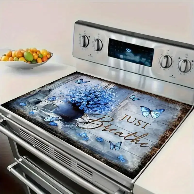 1pc 2D Flat Decorative Mat for Stove Protection, Heat-Resistant And Scratch-Proof, Non-Slip, Suitable for Electric Stoves, Induction Cookers, Glass Ceramic Stoves, As Well As Mats for Washing Machines, Dryers, Coffee Machines, Butterflies, Coasters