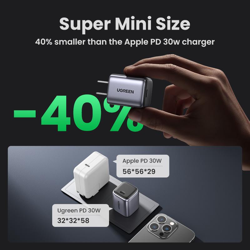 UGREEN Nexode 30W PD Fast Charging GaN Charger Bundle with 3.3FT Type-C/MFi Lightning Charging Data Cable, USB C Charger Set for iPhone 15/14/13, Galaxy and More Mobile Electronic SmartphoneTikTokShopBlackFriday ,TikTokShopHolidayHaul