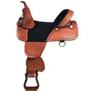 HILASON Western Trail Barrel Racing American Leather Treeless Saddle | Horse for Horses