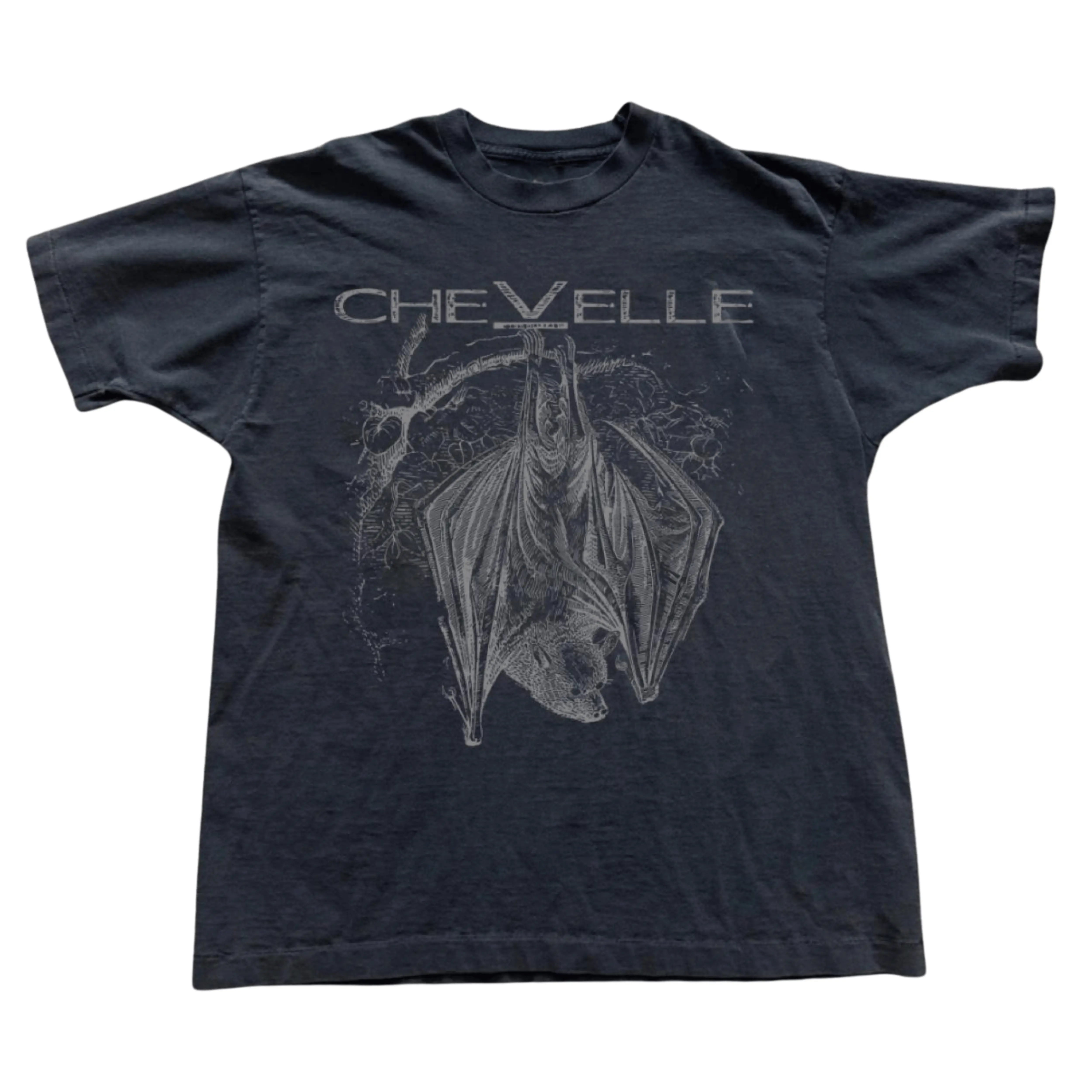 Gildan Men's and Women's T-Shirt, Vintage Chevelle With Bat Graphic Tee, Y2K Grunge Streetwear Shirt, Alt Metal Rock Band Concert Tops, Dark Gothic Animal Apparel, Casual Clothes, Vintage Fashion Gift Tees, Premium Cotton, Menswear