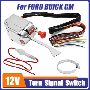 Chrome 12V Universal Street Hot Rod Turn Signal Switch For FORD BUICK GM US