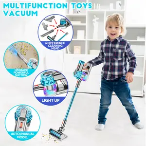BLAXTEM 4-in-1 Kids Vacuum Cleaner Set with Real Suction & Interactive Play for Toddlers AA Batteries Supply- Kids Christmas Gift Warm Up for Holiday, Perfect Birthday Gift for Boys & Girls Ages 3-7+ toy vacuum cleaning