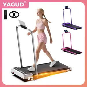 【Colorful Handrails】Upgraded Folding incline Treadmill, Low Noise Motor, 265lbs Capacity, Wide Belt, Dual Shock Absorption, Remote Control, Easy Move Wheels, Comes with Free Resistance Bands