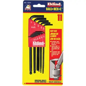 212 MAIN Eklind Tool 269-13211 11-Pc Ball End Hex Wrench Set, .050 Inch to 1/4 Inch, Hex Wrenches with Burr-Free Arms, Rust Resistant