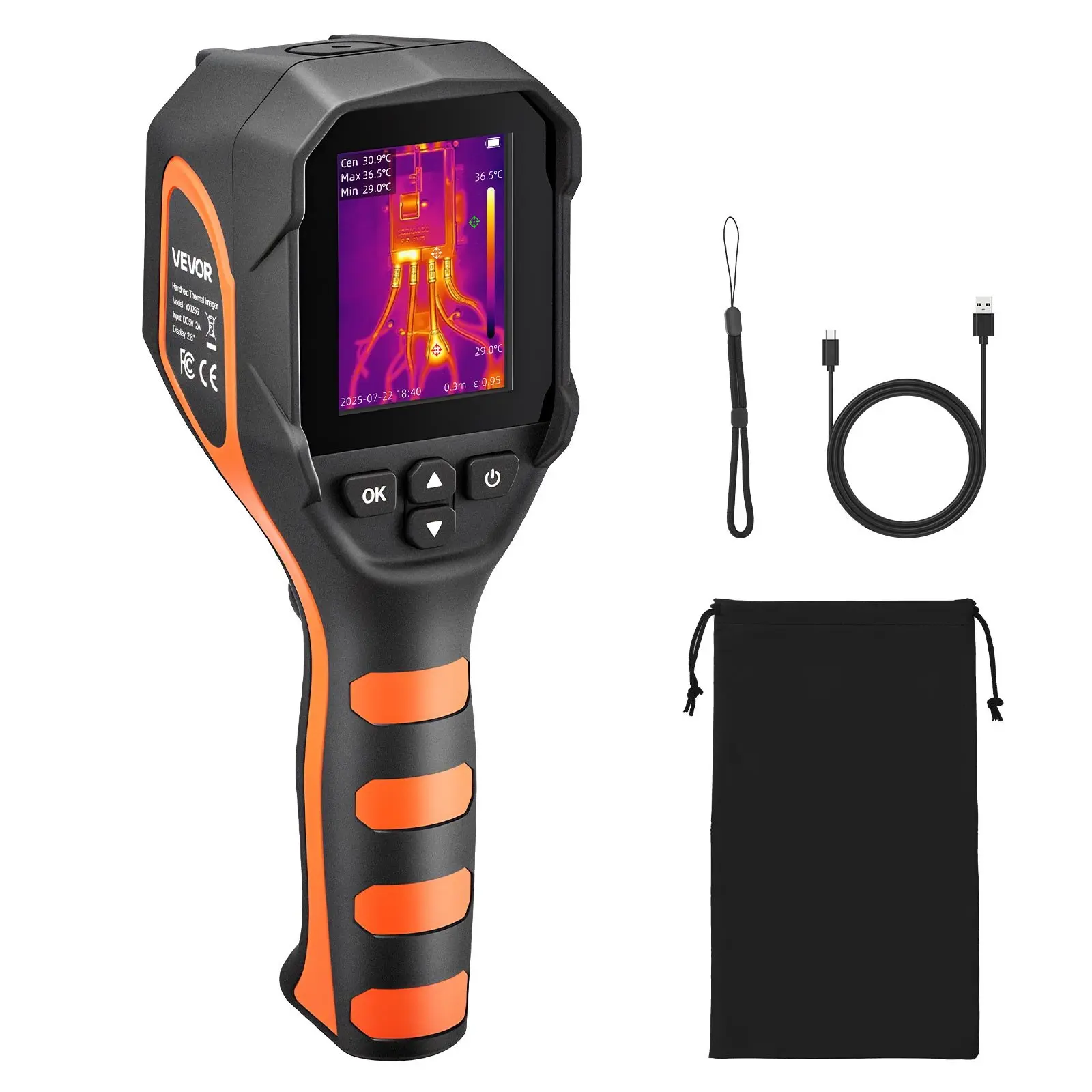 【Summerfinds】VEVOR Thermal Camera, 320 x 240 TISR Super Resolution, Thermal Imaging Camera with 2MP Visual Camera, 160 x 120 IR Resolution, 25 HZ Refresh Rate, -4 ° F to 1022 ° F, 4 Image Modes & 6 Color Palettes Industrial Thermometer