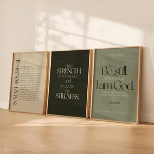 Sage Neutral Christian Wall Art Set | Bible Verse Poster Unframed  s Isaiah 0 3 Psalm  0 | Faith Scripture Art | Strength & Stillness Decor