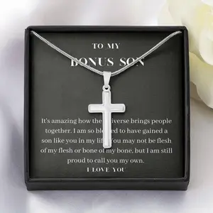 Cross, Bonus Son Gift, Birthday Gift For Bonus Son, Stepson Christmas Gift, Graduation Gifts, Bonus Son Card, Stepchild Gifts, Stepkid F119