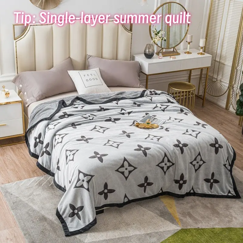 1pc Milk Fleece Embroidered Single Layer Throw Blanket, Soft and Comfortable, Cozy Throw Blankets, Suitable for Sofa and Bed, Perfect Gift, Soft Comfy Blanket, Summer Blankets