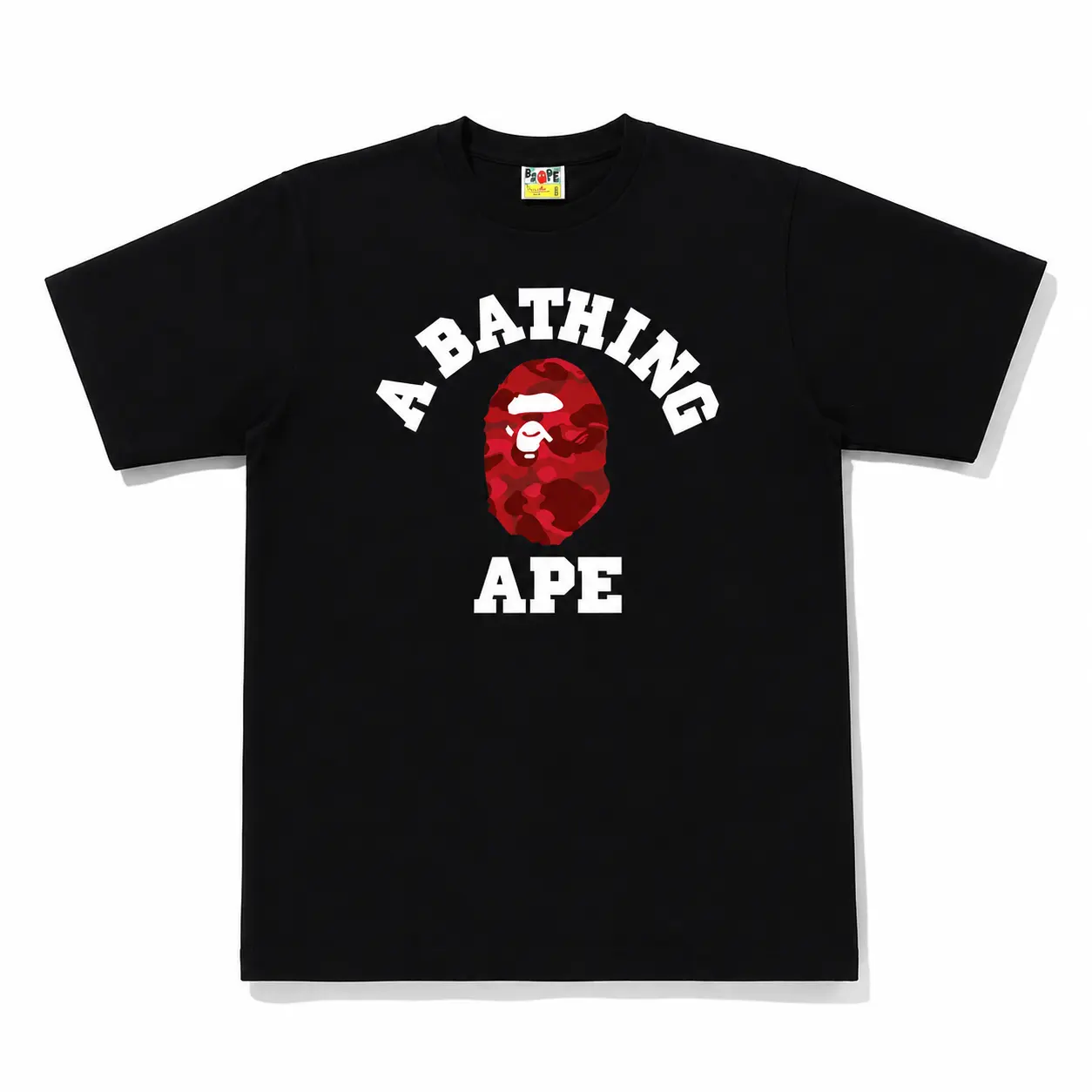 VER 2 Pathing Camo Tee Red Short Sleeve Crew Neck Casual Summer T-Shirt with Iconic Ape Head Design