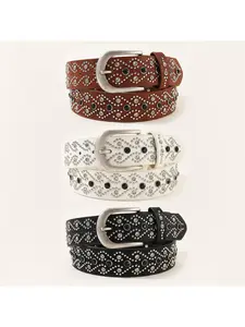 2026 New Women's Fashion Rhinestone Belt, suitable for all seasons, featuring a heart-shaped rhinestone embellishment design. Trendy and stylish, Stylish Belts, perfect for pairing with dresses, jeans, etc., ideal for travel, commuting, parties, etc.