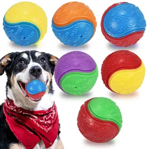 1/3/6-Pack Tough Squeaky Dog Balls, 2-5 Inch High Bounce Chew Toys for Puppies & Dogs - Fits Launchers, Ideal for Training & Play, Battery-Free