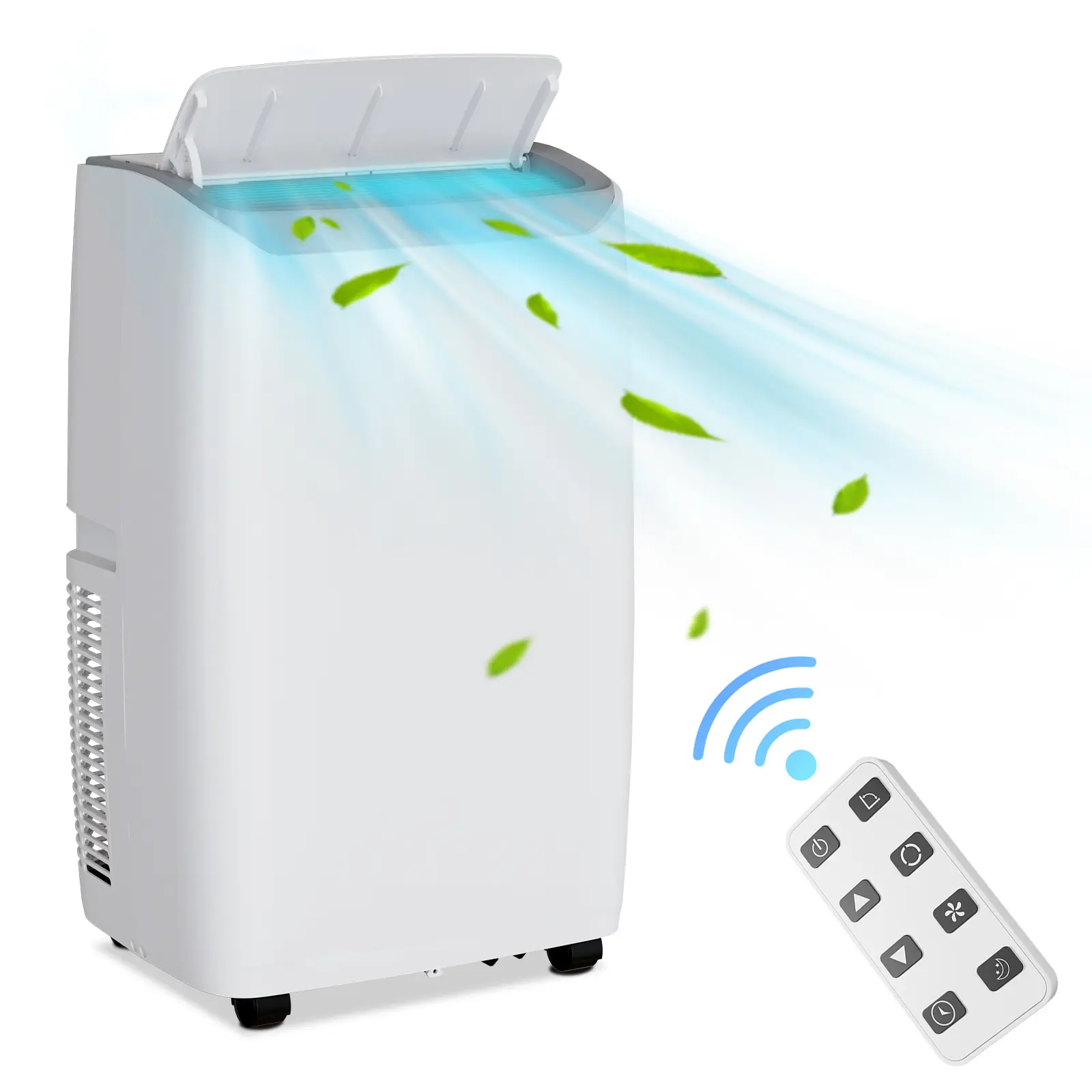 14000 BTU portable air conditioner, maximum 750 square feet, three in one small air conditioning unit with refrigeration/fan/dehumidifier, small air conditioner with wheels/remote control/window kit