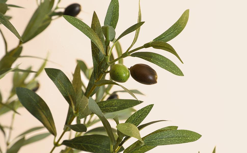 【GARVEE】Artificial Olive Trees in 4.25FT, 5FT, and 6FT Heights with Realistic Fruits, Natural Wood and PE Trunks, Adjustable Branches, Easy Assembly, and Safe Materials for Home and Office Decor