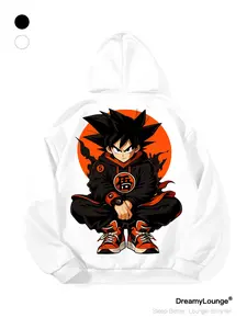 Classic Cartoon Street Print Loose Hoodie, Casual Breathable Sweatshirt, Ideal for Daily Wear or Outdoor Activities, Comfortable Homewear