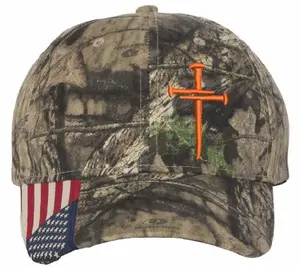 Christian Hats for Men Women Jesus 3 Nail Cross Hat MOSSY CAMO ORANGE CROSS Premium Snapback with Free 4" Decal