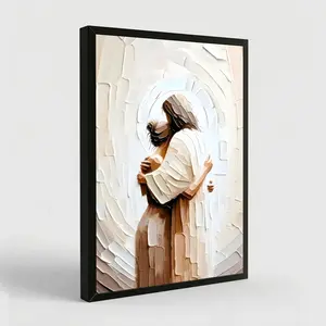 Jesus Embracing Woman Canvas Wall Art, Safe in His Arms Pictures Canvas Print Posters Wall Decor, Christian Wall Art Home Decor for Living & Prayer Room