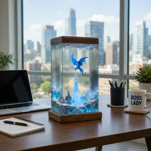 Dragon Resin Ice Dragon 3D Desk Decor, Aesthetic Room Setup, Cool Office Decoration, Unique Gift for Fantasy Lovers
