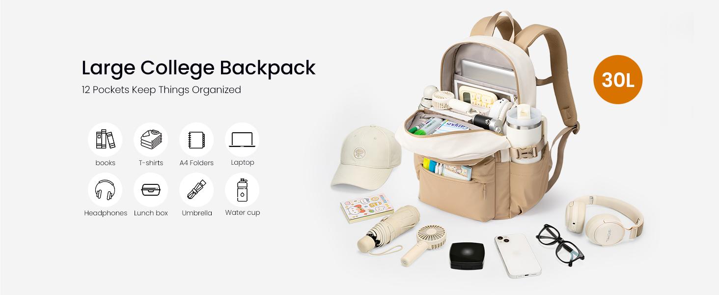 LOVEVOOK School Backpack for Teen Girls & Women, 35L Large Laptop Backpack with 40oz Water Bottle Pocket, Waterproof Cute College Bookbag, Student Backpack for Middle High School Travel Work LOVEVOOK School Backpack for Teen Girls & Women, 35L Large Laptop Backpack with 40oz Water Bottle Pocket, Waterproof Cute College Bookbag, Student Backpack for Middle High School Travel Work