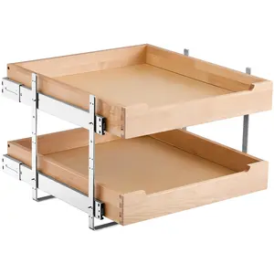 fathersdaygift VEVOR 2 Tier Pull Out Cabinet Organizer, 20Wx 21D Cabinet Drawer, Soft Close Slide out Shelf, Heavy-Duty Sliding Wood Drawer, Adjustable Base Cabinet Organization for Kitchen Pantry Bathroom