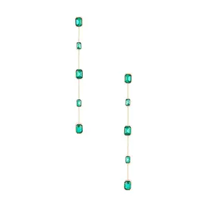 Ettika Drop Earrings in Green Gems