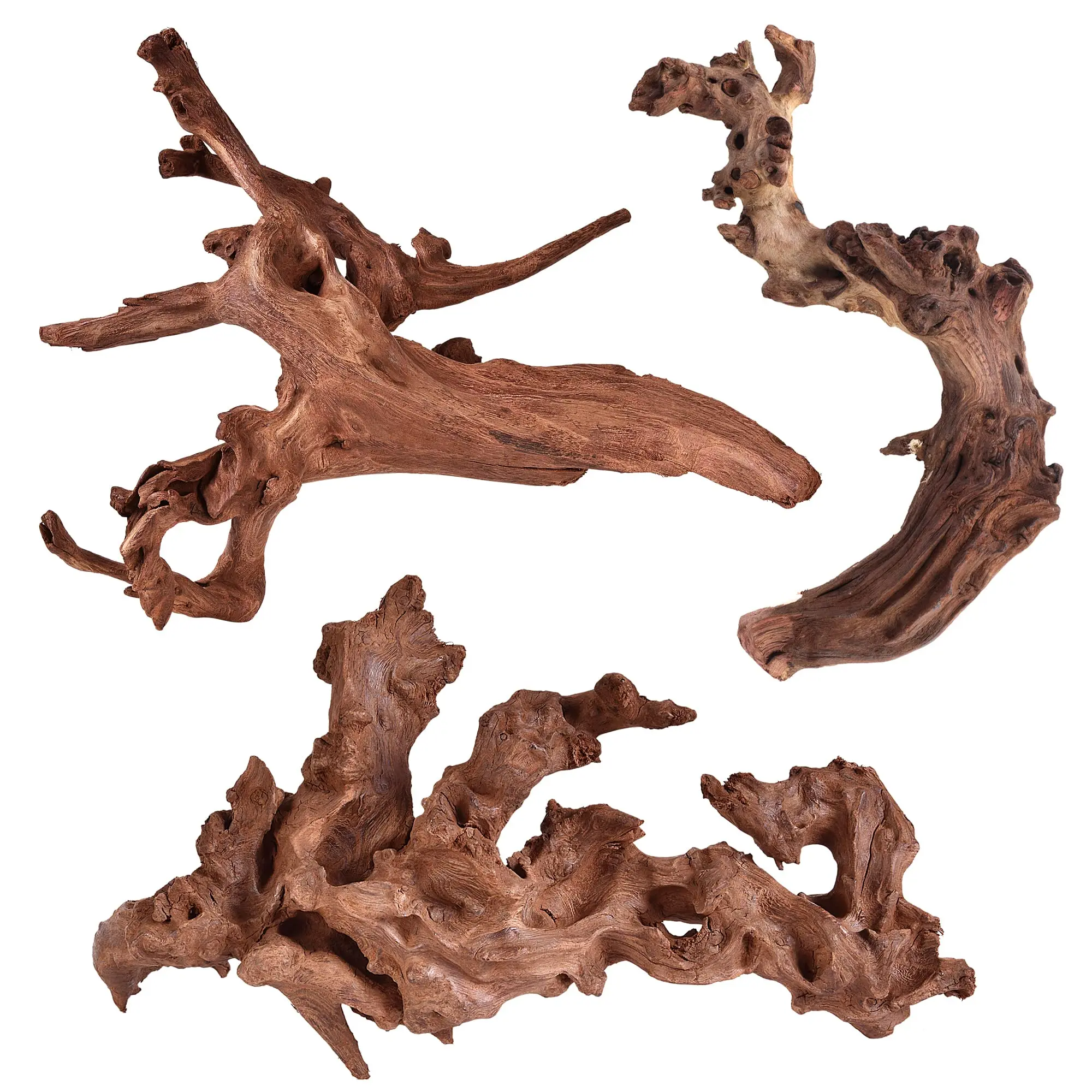 3-Piece Natural Coral Driftwood Aquarium Ornaments - 6-10 in Classic Style, Durable Aquarium Supplies for Fish Tanks & Reptile Enclosures (Enhances Natural Beauty)