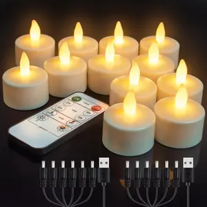 Rechargeable  s with Remote, Led Candles Flickering Flameless Teas Candles,  Operated Candles for  Restaurant Hotel Party Halloween Decorations, 12 Pack